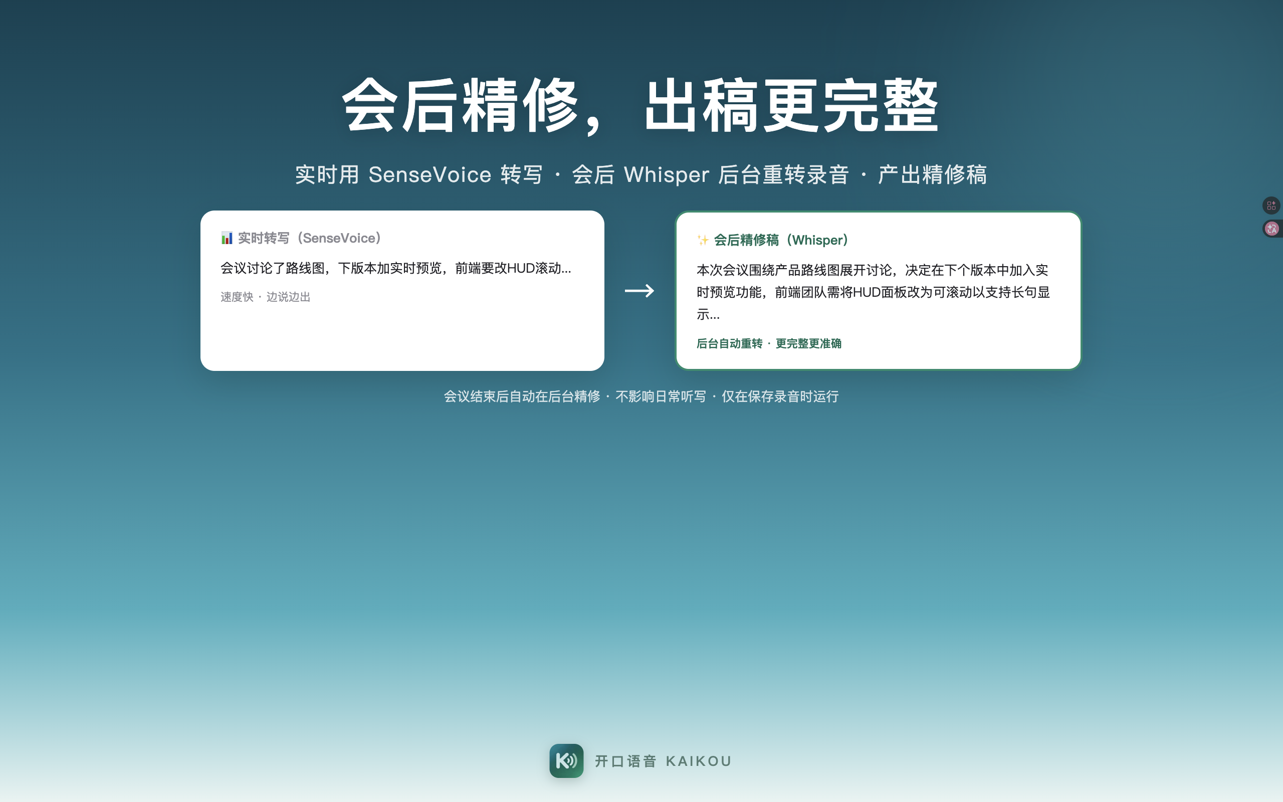 会后精修：Whisper 离线模型重转整场会议